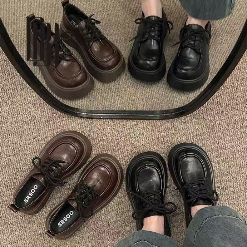 Women'S Shoes - Sepatu Oxford Platform Wanita Vintage Cokelat