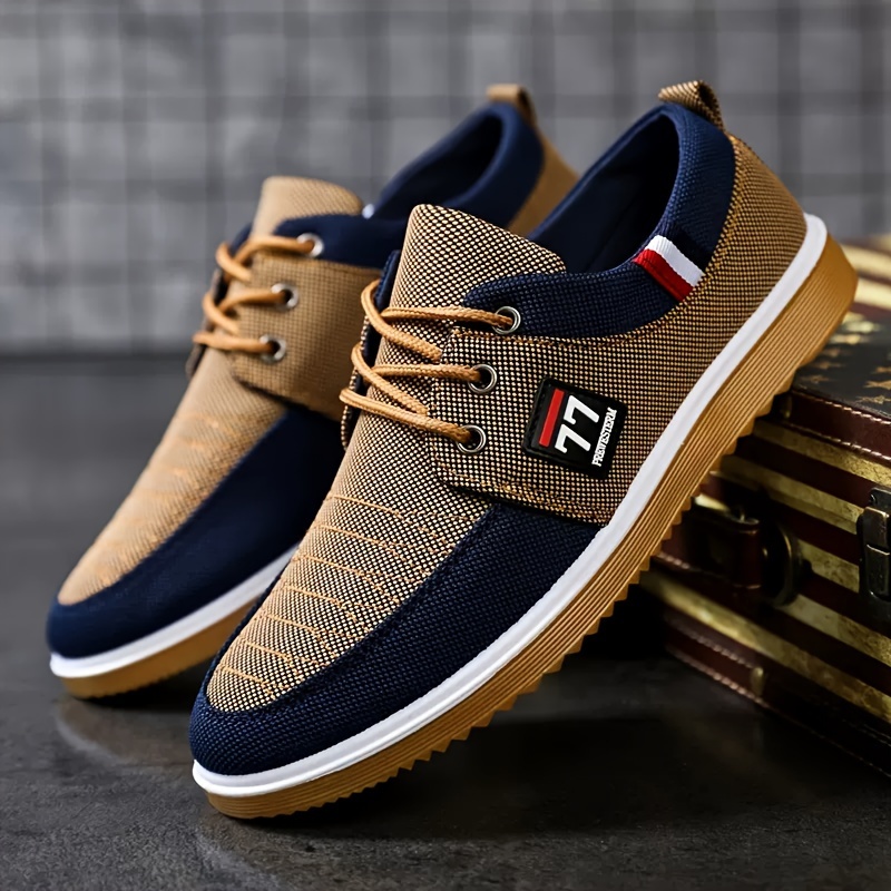 Sepatu Pria Terbaru yang Modis - Knit Fabric Lace Up Sneakers ulasan dan harga