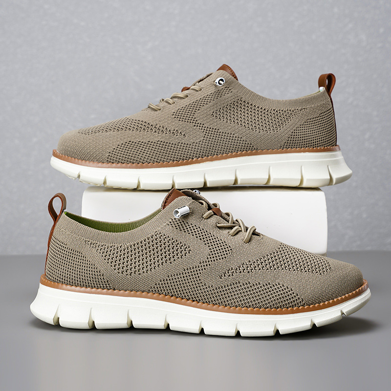 Sepatu Loafer Rajut Mesh Pria  - Knit Fabric Lace Up Sneakers ulasan dan harga