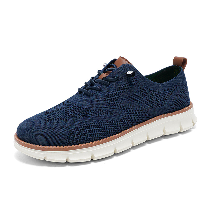 Sepatu Loafer Rajut Mesh Pria  - Knit Fabric Lace Up Sneakers ulasan dan harga