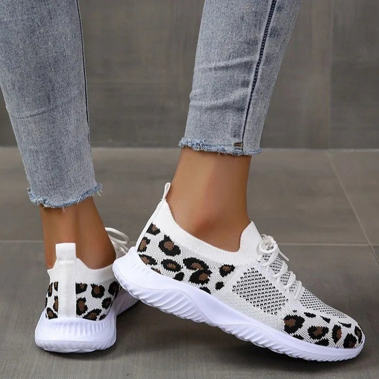 Sepatu Kasual Wanita Terbaru u - Knit Fabric Lace Up Sneakers ulasan dan harga