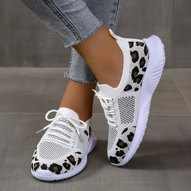 Sepatu Kasual Wanita Terbaru u - Knit Fabric Lace Up Sneakers ulasan dan harga